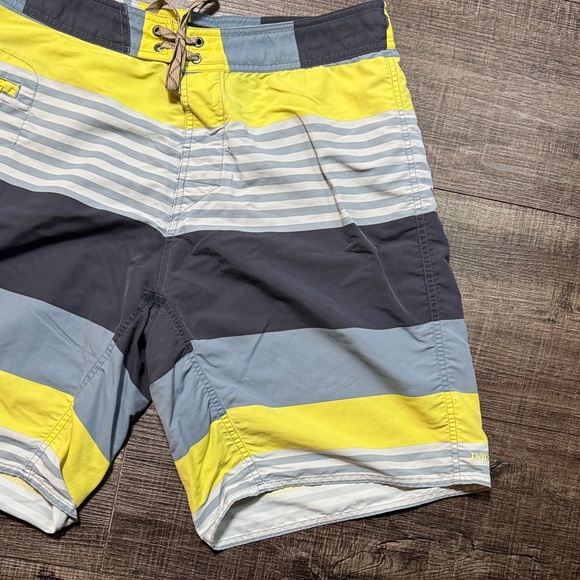 Patagonia Men's Swim Shorts - Yellow, Blue, Gray Stripes - Picture 3 of 10